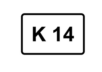 Illustration eines Kreisstraßenschildes der K 14 in Deutschland	