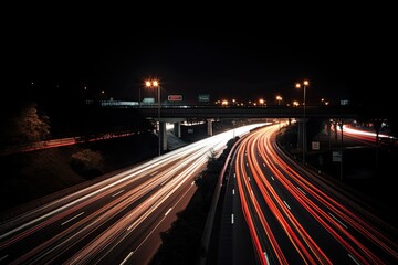 Long Exposure at Night: Capturing the Unseen Motion of Red Cars Down the Highway: Generative AI