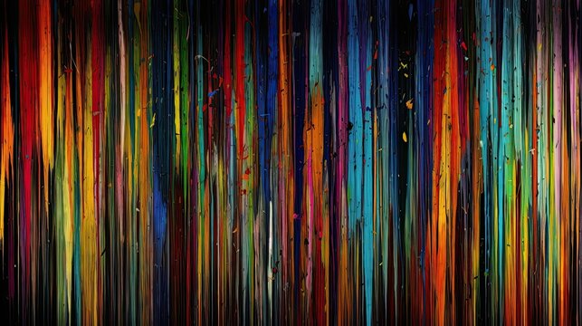Vibrant Artistic Abstraction: Abstract Acrylic Grunge Background of Vertical Coloured Stripes and Lines of Differing Thickness: Generative AI