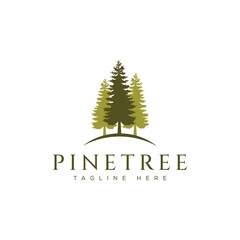 Fototapeta na wymiar Pines Tree Logo Design, fir, hemlock, spruce, conifer, cedar, coniferous, cypress, larch