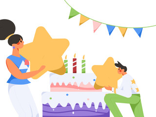 Virtual characters social communication concept business flat vector hand drawn illustration
