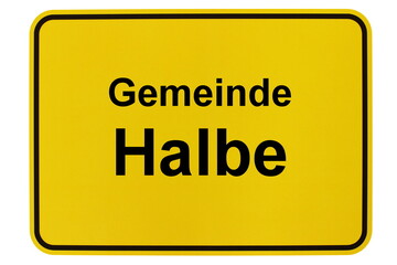 Illustration eines Ortsschildes der Gemeinde Halbe in Brandenburg