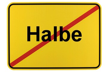 Illustration eines Ortsschildes der Gemeinde Halbe in Brandenburg