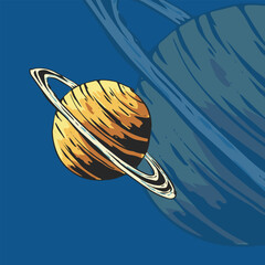 saturn illustration for logo and thsirt design © Bestee