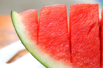 Watermelon tropical fruit has red flesh refreshing sweet taste.