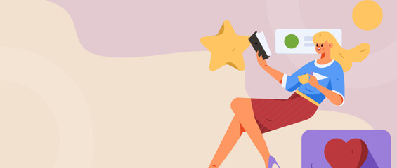 Virtual characters social communication concept business flat vector hand drawn illustration
