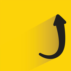 turn up arrow with shadow on yellow background