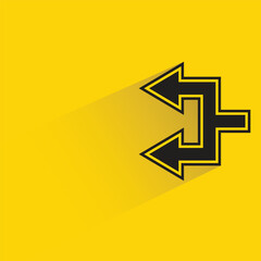 junction arrow with shadow on yellow background
