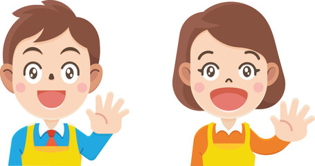 Cartoon boy and girl thinking together, thinking or gesturing, Thinking  surrounded, Vector illustrator