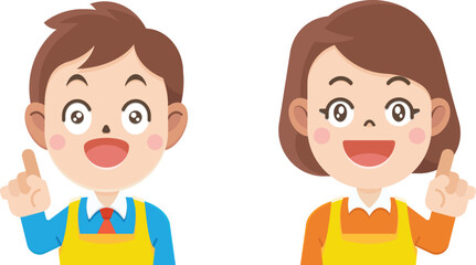 Cartoon boy and girl thinking together, thinking or gesturing, Thinking  surrounded, Vector illustrator