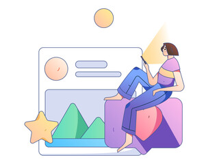 Virtual characters social communication concept business flat vector hand drawn illustration
