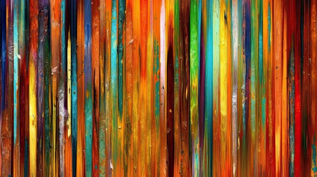 Abstract Vibrant Acrylic Art with Vertical Colourful Lines and Stripes - Aged and Grunge Textured Illustration. Generative AI