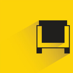 chair and sofa with shadow on yellow background