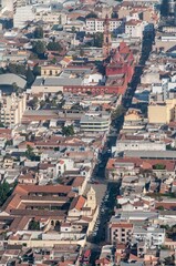 Fototapeta na wymiar Aerial drone view of Salta City and the Basilica of San Francisco