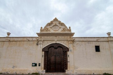 Beautiful wooden 1762 carob door of the Convent of San Bernardo, Salta, Argentina
