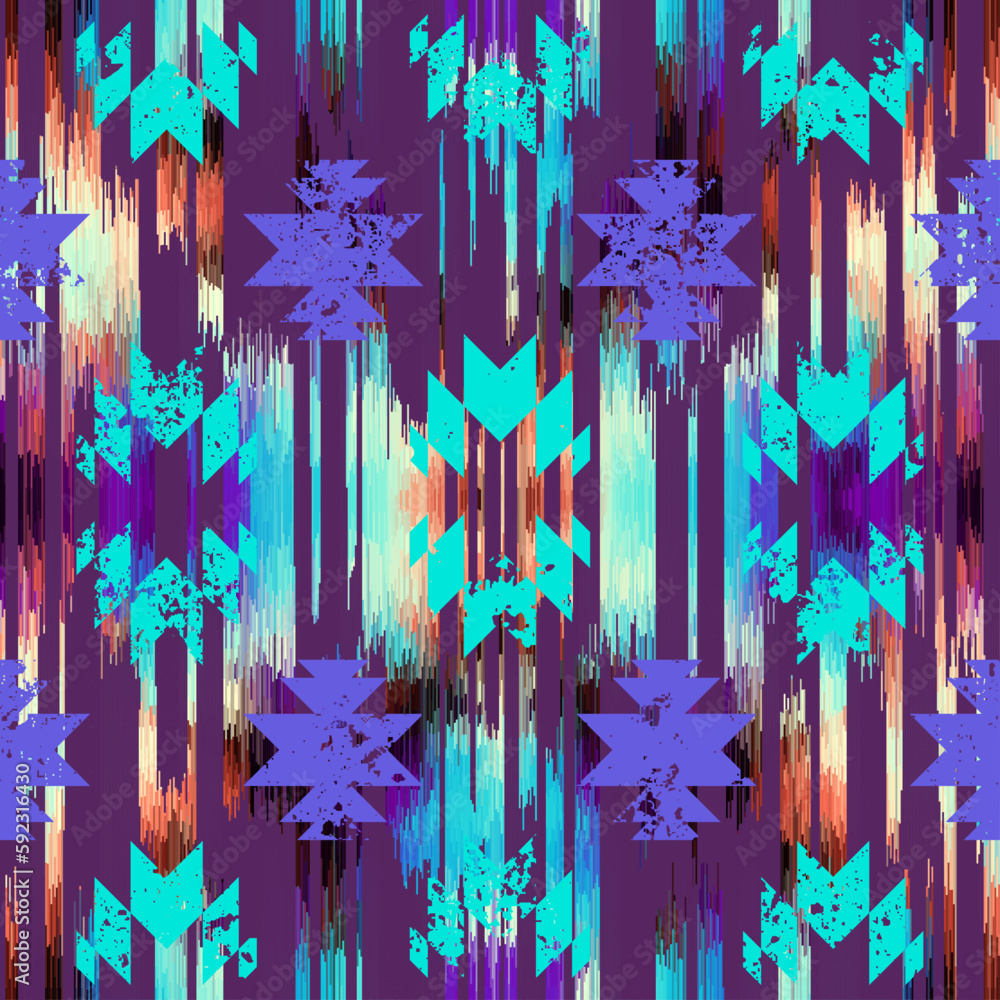 Poster Geometric abstract grunge vintage pattern. Aztec style. Seamless vector image.