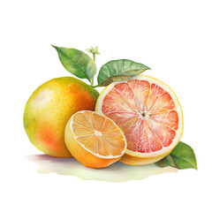 Obraz na płótnie Canvas Watercolor illustration of citrus fruit, isolated on white background. Generative AI