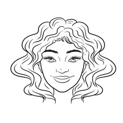 Hand drawn black girl hair style 