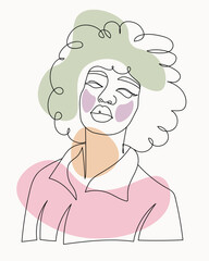 Black girl line art and boho style, woman hair style illustration