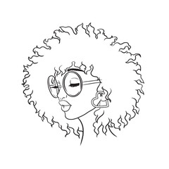 Hand drawn black girl hair style 
