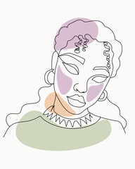 Black girl line art and boho style, woman hair style illustration