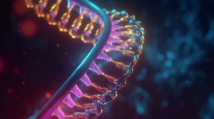 ヒトのmRNA、DNAサイエンス、mRNAとDNAを含むタンパク質のコンセプトアート、医療の進歩、次世代mRNAワクチンGenerativeAI