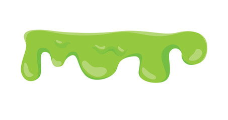 Concept Slime spot liquid. A flat vector design of a green slime spot, with a liquid consistency, illustrated in a cartoonish style on a white background. Vector illustration.