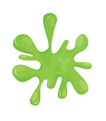 Concept Slime spot liquid. A green slime spot, rendered in a flat vector format, with a fluid texture and cartoonish design, on a white background. Vector illustration.