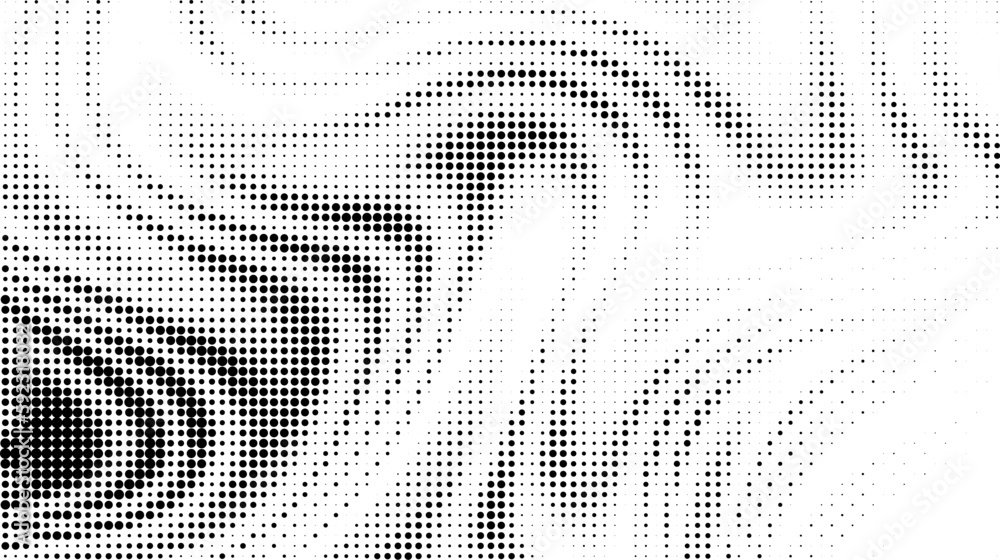 Poster monochrome gradient halftone dots background. vector illustration. big wave