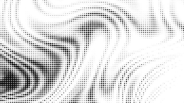 Monochrome gradient halftone dots background. Vector illustration. Big wave