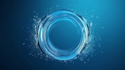  青い背景の抽象的な円の液体の動きの流れの爆発GenerativeAI © シャーマン