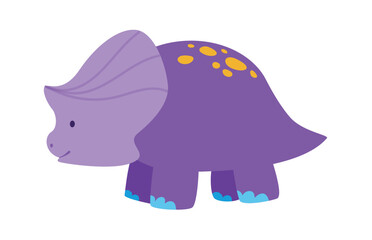 Concept Dinosaurs set. The illustration is a flat vector design that showcases the concept of a cute cartoon dinosaur on a white background, featuring a violet color scheme. Vector illustration.