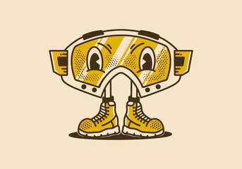 Character illustration design of a motocross glass