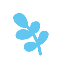 Concept Dinosaurs set plant branch. The illustration is a flat vector design that showcases the concept of a cartoonish blue plant branch on a white background. Vector illustration.