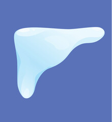 Concept Snow ice liquid spot. The illustration is a flat vector design that showcases the concept of a cartoonish snow cap on a blue background. Vector illustration.