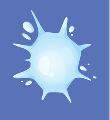 Concept Snow ice liquid spot. The illustration is a flat vector design that showcases a minimalist concept of a snowball on a blue background. Vector illustration.