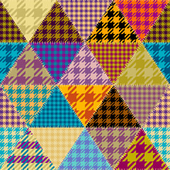 Textille patchwork pattern. Seamless Vector image. Gingham plaid pattern.
