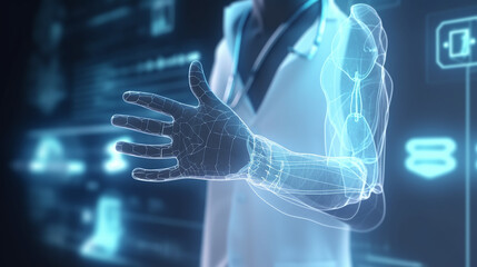 x ray image of human hand. Generative AI