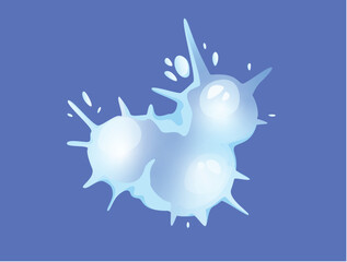 Concept Snow ice liquid spot. The illustration is a flat vector design that showcases the concept of a cartoonish snowball on a blue background. Vector illustration.