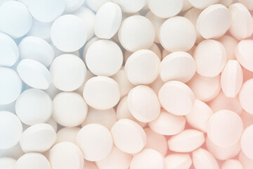 White round pills texture. Top view