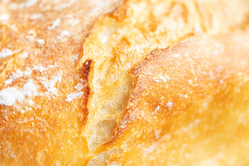 Freshly baked yeast bread texture. Macro shot.