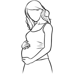 Pregnant Woman Line Drawing.