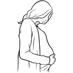 Pregnant Woman Line Drawing.