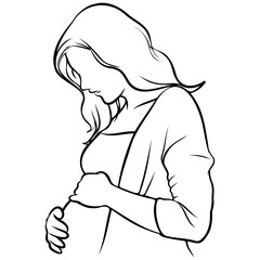 Pregnant Woman Line Drawing.