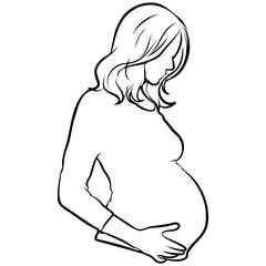 Pregnant Woman Line Drawing.
