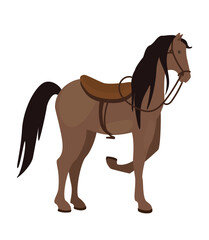 Concept Wild west horse. This is a flat vector illustration with a concept of a horse design on a white background. Vector illustration.