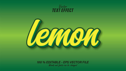 Yellow lemon text effect editable with green background eps file 
