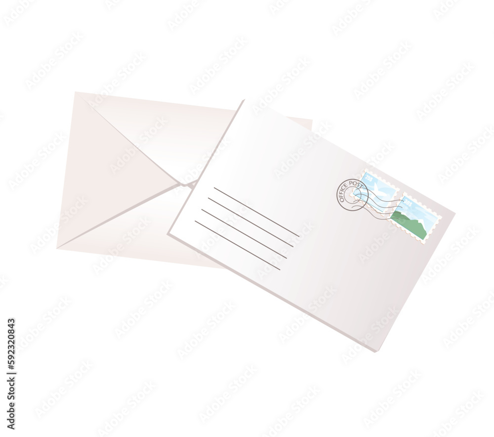 Poster concept post mail envelop. with a concept of a mail envelope design, this flat vector illustration s