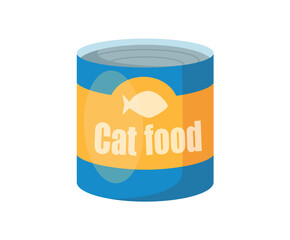Concept Pet products set. This is a flat vector concept cartoon design featuring pet products, specifically cans of food for cats and dogs. Vector illustration.