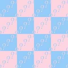 Vector seamless pattern for gender party. Pink and blue background.